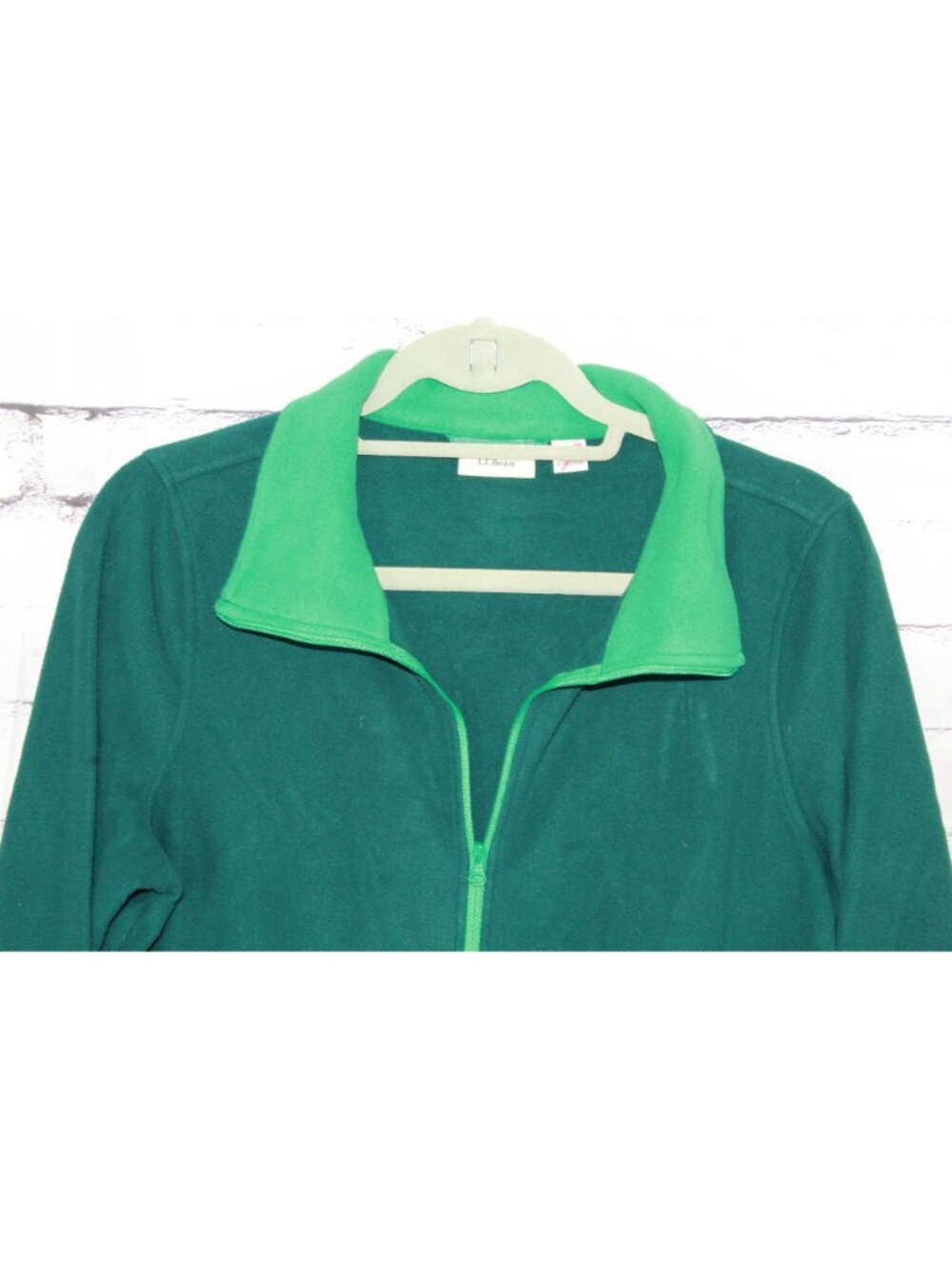 LL Bean Lightweight Soft Cozy Feather Fleece Full Zipper Green Size M - Picture 9 of 15